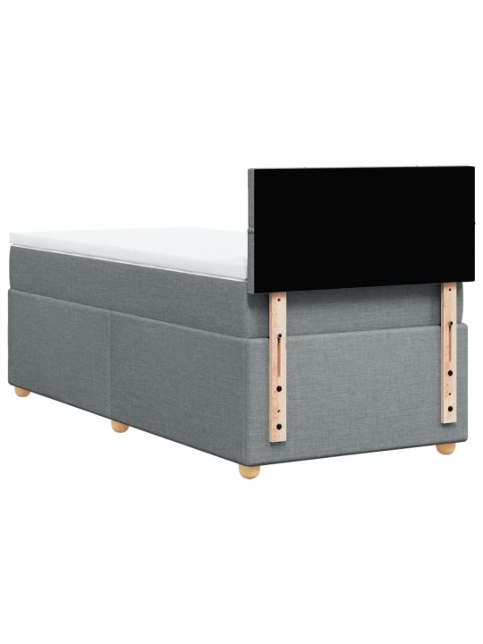 Box spring postel s matrací světle šedý 100 x 200 cm textil