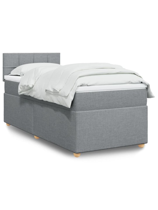 Box spring postel s matrací světle šedý 100 x 200 cm textil