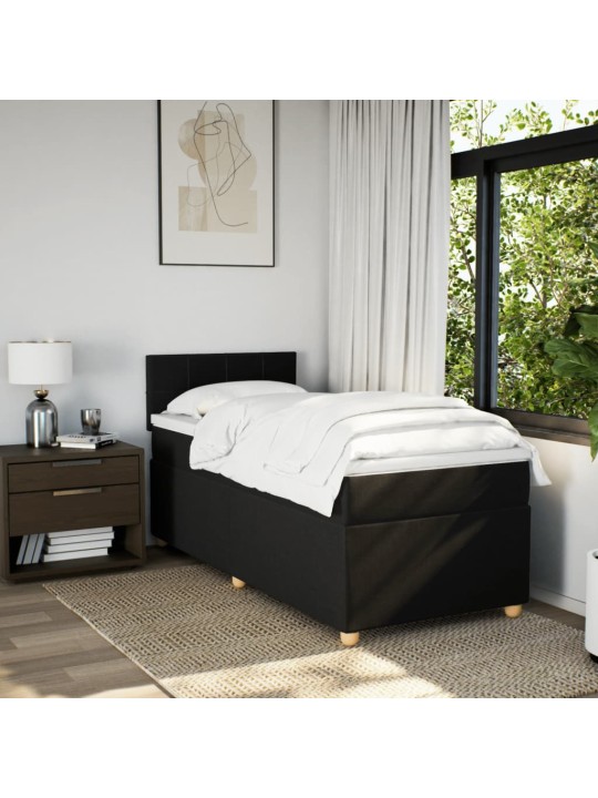 Box spring postel s matrací černá 100 x 200 cm textil