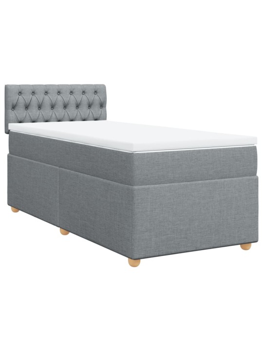 Box spring postel s matrací světle šedý 100 x 200 cm textil