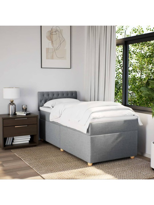 Box spring postel s matrací světle šedý 100 x 200 cm textil