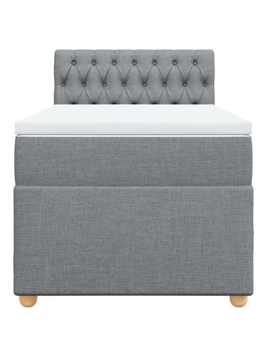 Box spring postel s matrací světle šedý 100 x 200 cm textil