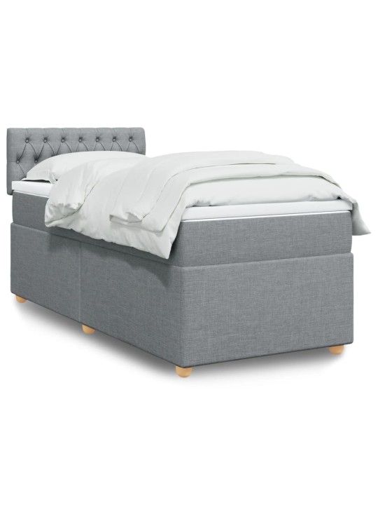 Box spring postel s matrací světle šedý 100 x 200 cm textil