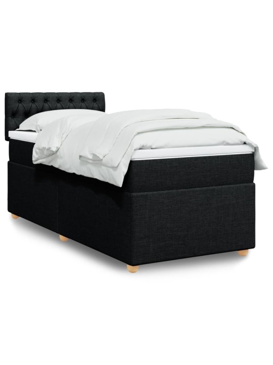 Box spring postel s matrací černá 100 x 200 cm textil
