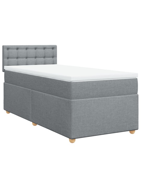 Box spring postel s matrací světle šedý 100 x 200 cm textil