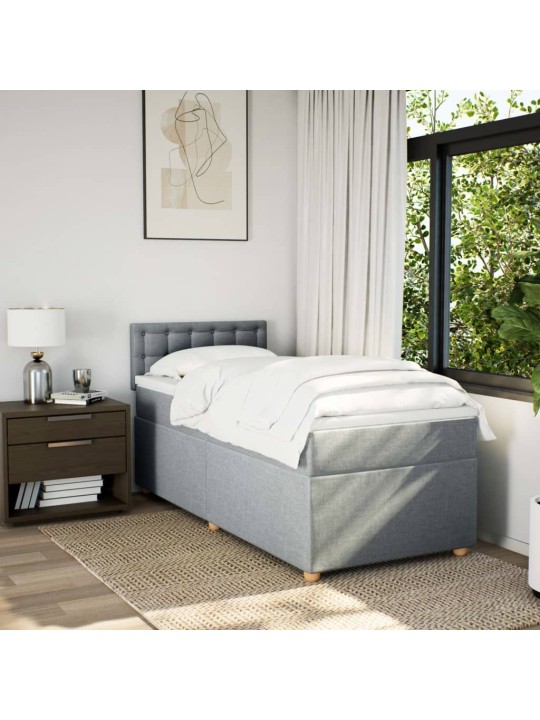 Box spring postel s matrací světle šedý 100 x 200 cm textil