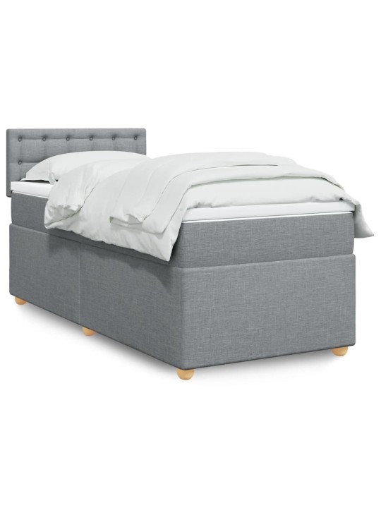 Box spring postel s matrací světle šedý 100 x 200 cm textil
