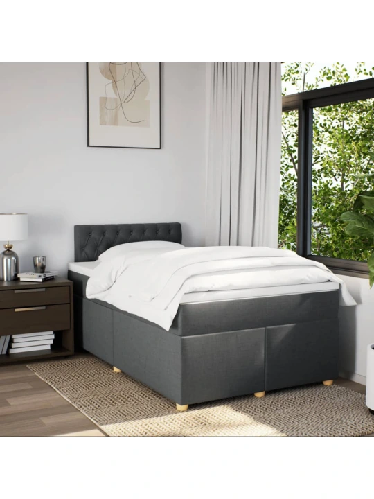 Box spring postel s matrací tmavě šedá 120x190 cm textil