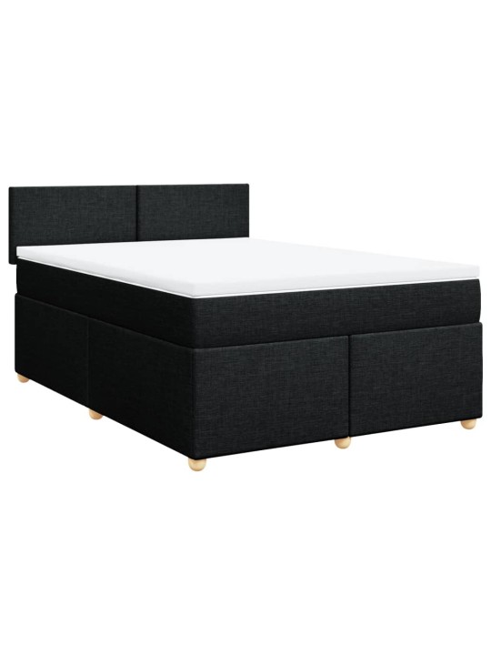 Box spring postel s matrací černá 140 x 190 cm textil