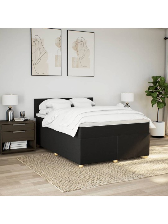 Box spring postel s matrací černá 140 x 190 cm textil