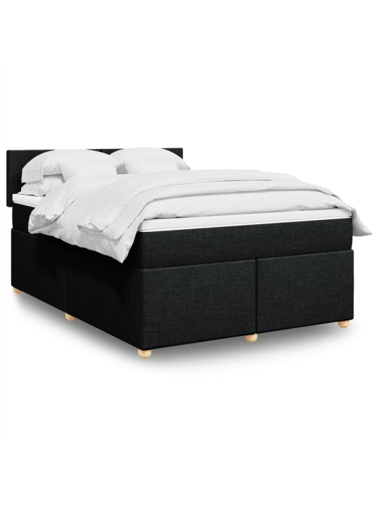 Box spring postel s matrací černá 140 x 190 cm textil