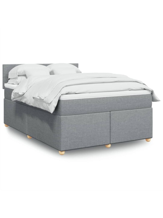 Box spring postel s matrací světle šedá 140 x 190 cm textil