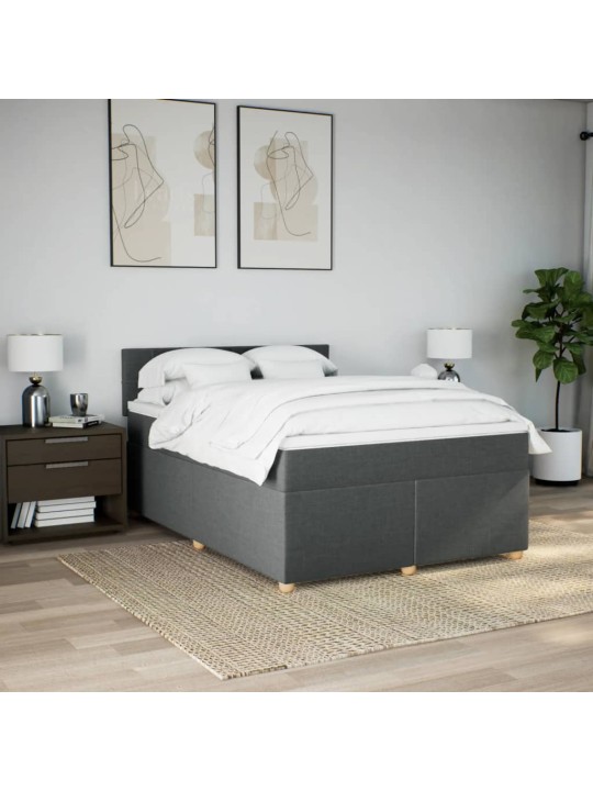 Box spring postel s matrací tmavě šedý 140 x 190 cm textil