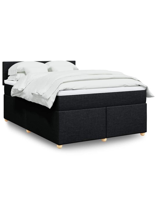 Box spring postel s matrací černá 140 x 190 cm textil