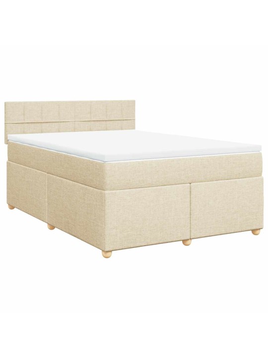 Box spring postel s matrací krémová 140x190 cm textil