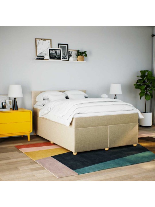 Box spring postel s matrací krémová 140x190 cm textil