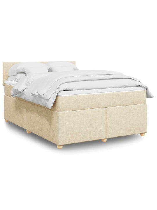 Box spring postel s matrací krémová 140x190 cm textil