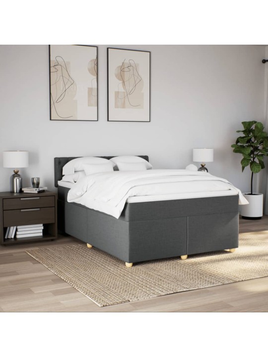 Box spring postel s matrací tmavě šedý 140 x 190 cm textil