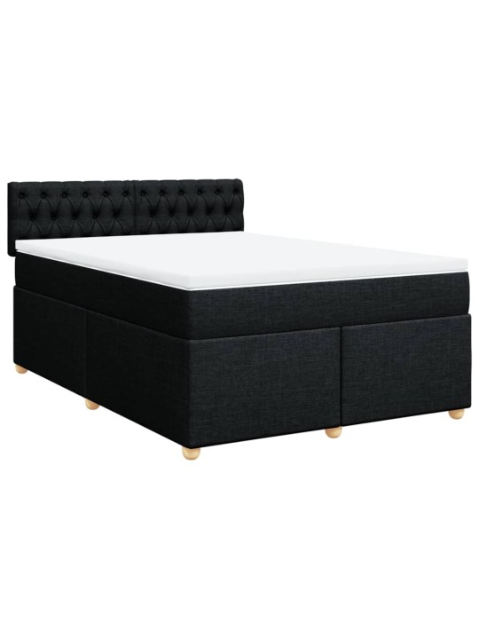 Box spring postel s matrací černá 140 x 190 cm textil
