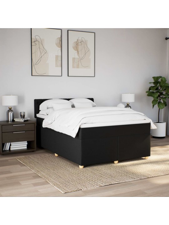 Box spring postel s matrací černá 140 x 190 cm textil