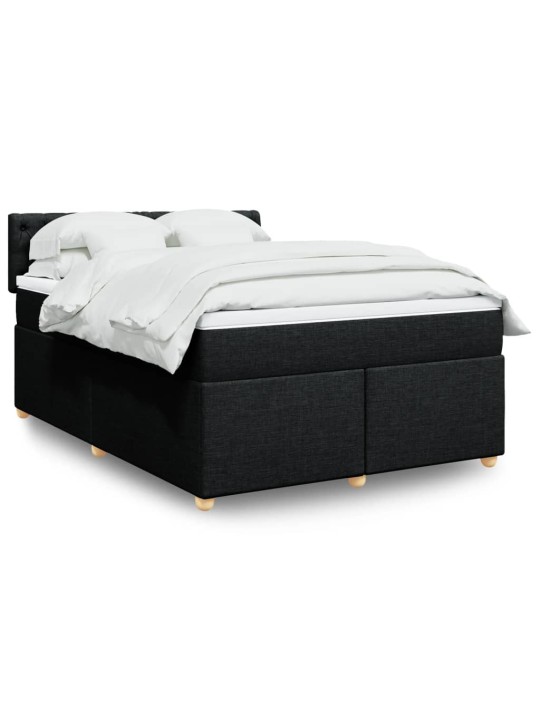 Box spring postel s matrací černá 140 x 190 cm textil