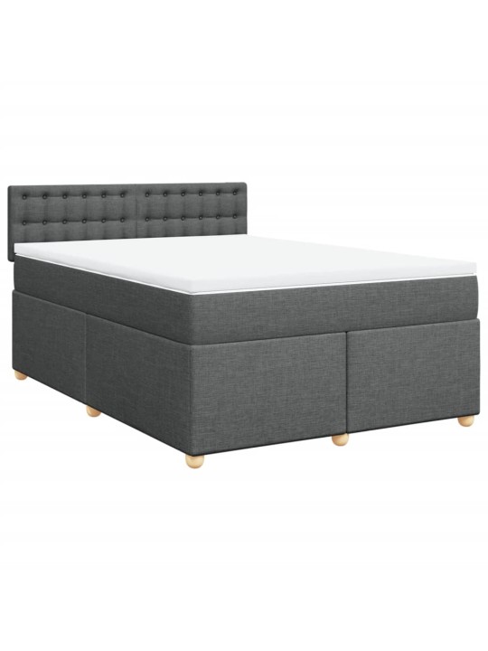 Box spring postel s matrací tmavě šedý 140 x 190 cm textil