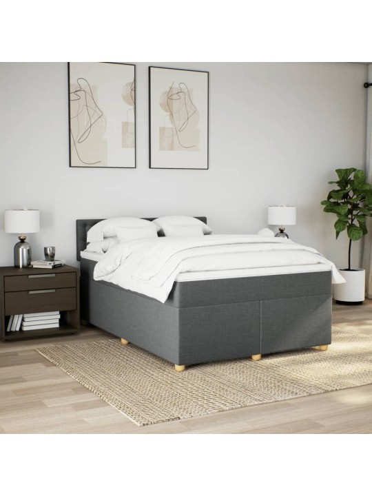 Box spring postel s matrací tmavě šedý 140 x 190 cm textil