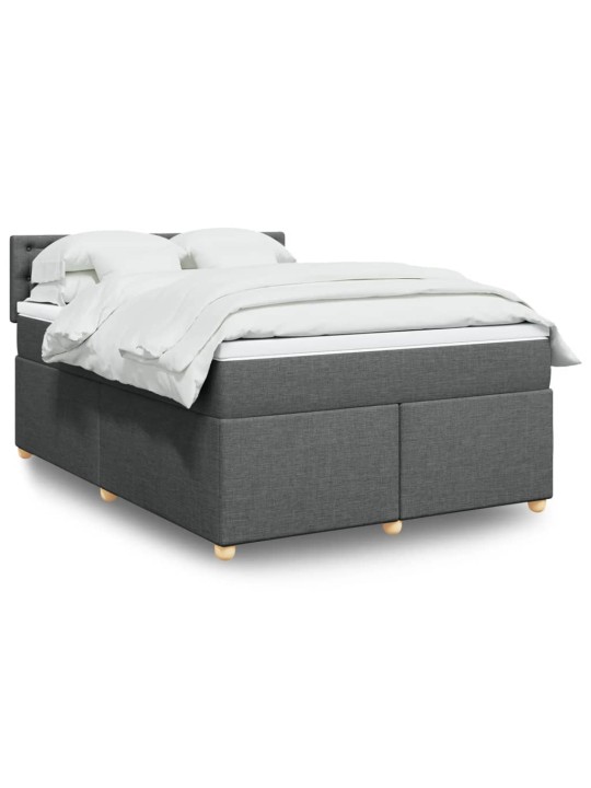 Box spring postel s matrací tmavě šedý 140 x 190 cm textil