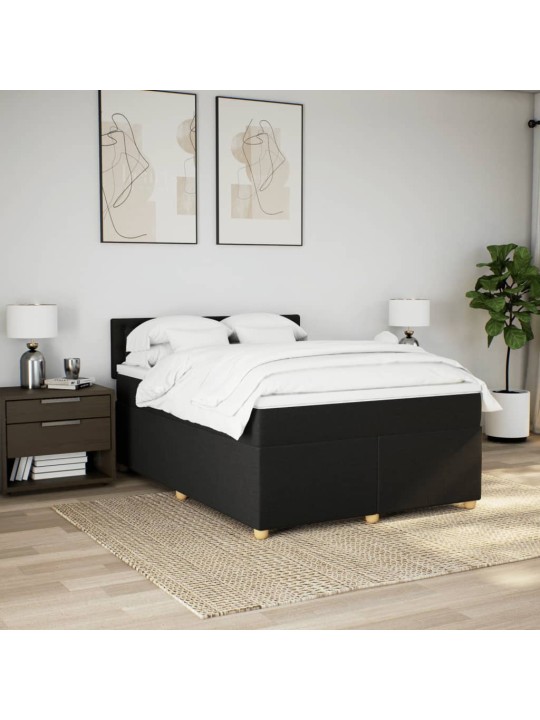 Box spring postel s matrací černá 140 x 190 cm textil