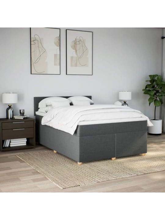 Box spring postel s matrací tmavě šedá 140x200 cm textil