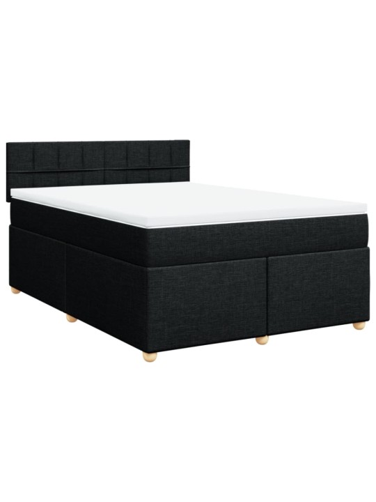 Box spring postel s matrací černá 140x200 cm textil