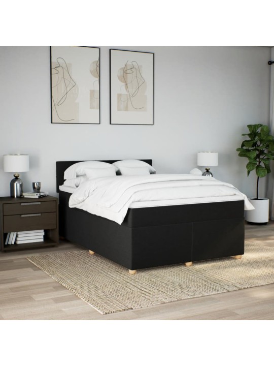 Box spring postel s matrací černá 140x200 cm textil