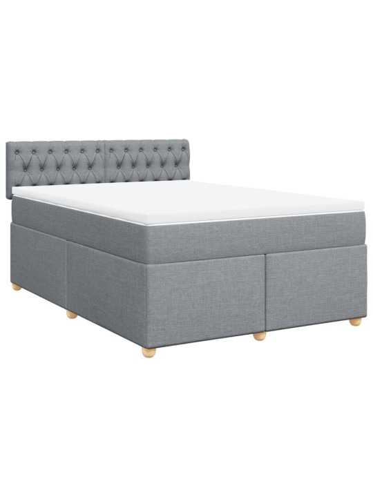 Box spring postel s matrací světle šedá 140 x 200 cm textil