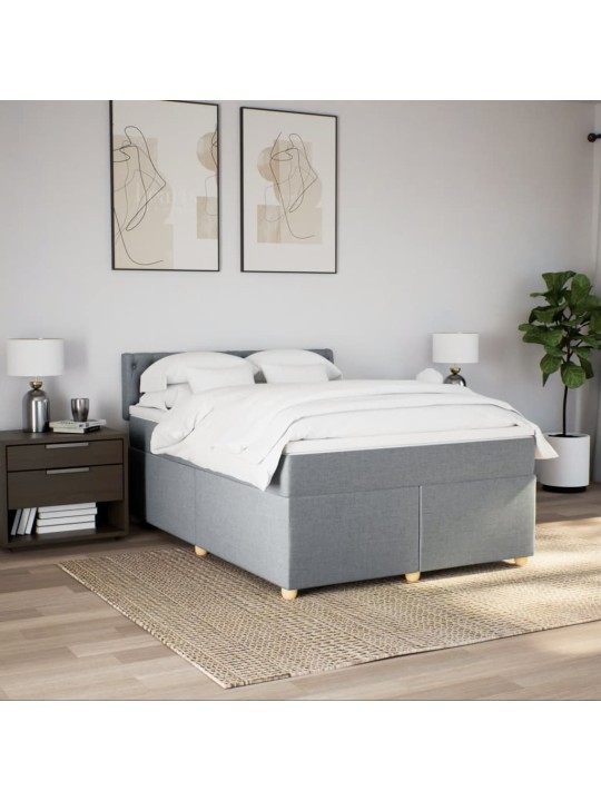 Box spring postel s matrací světle šedá 140 x 200 cm textil