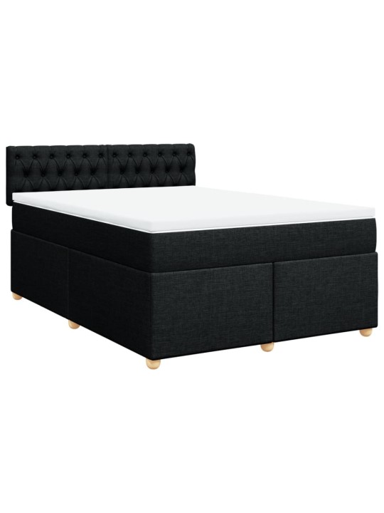 Box spring postel s matrací černá 140x200 cm textil