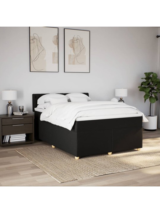 Box spring postel s matrací černá 140x200 cm textil