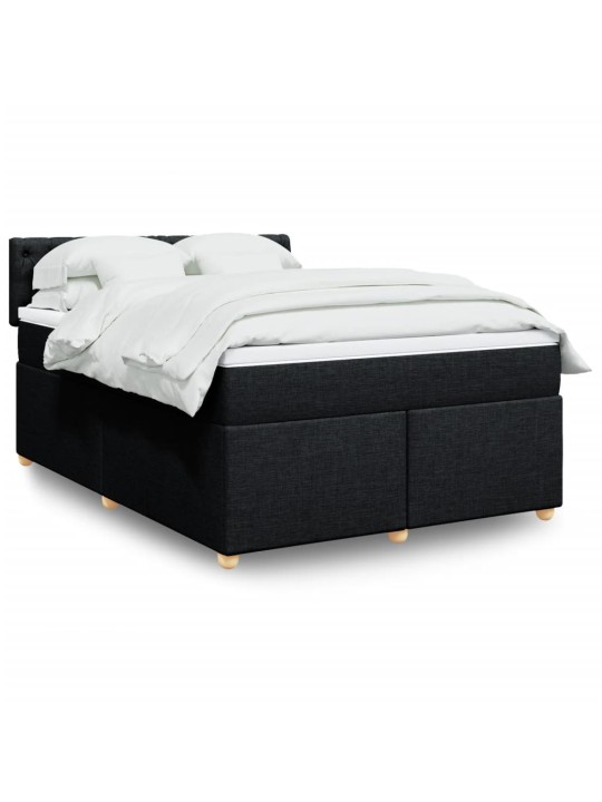 Box spring postel s matrací černá 140x200 cm textil