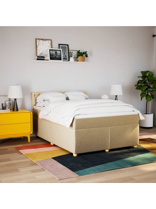 Box spring postel s matrací krémová 140x200 cm textil
