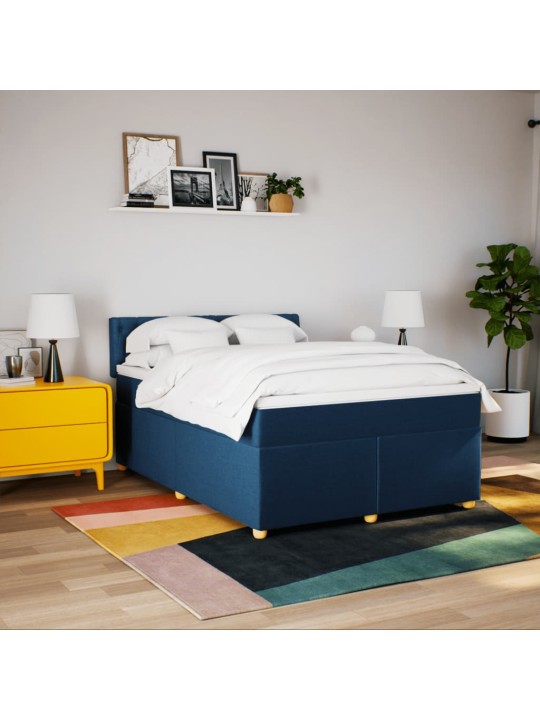 Box spring postel s matrací modrá 140x200 cm textil