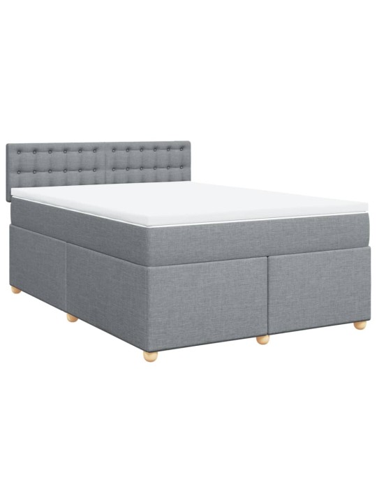 Box spring postel s matrací světle šedá 140 x 200 cm textil