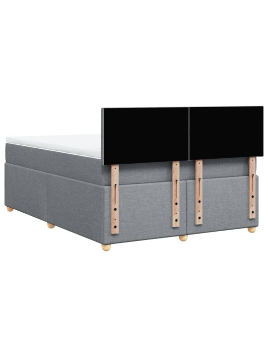 Box spring postel s matrací světle šedá 160 x 200 cm textil