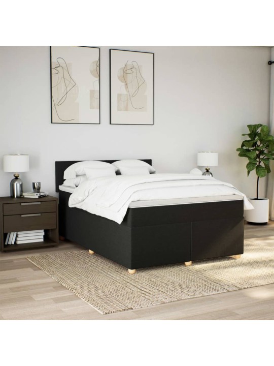 Box spring postel s matrací černá 160x200 cm textil
