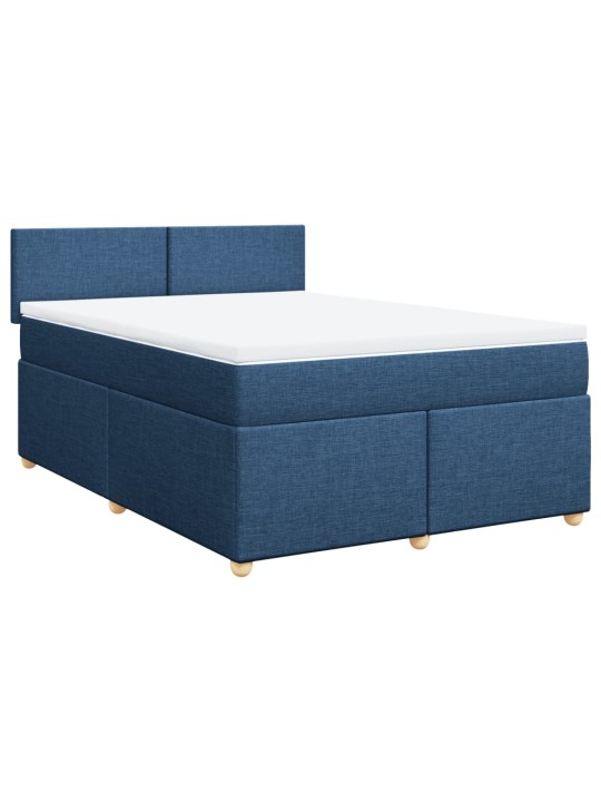 Box spring postel s matrací modrá 160x200 cm textil