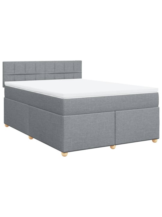 Box spring postel s matrací světle šedá 160 x 200 cm textil