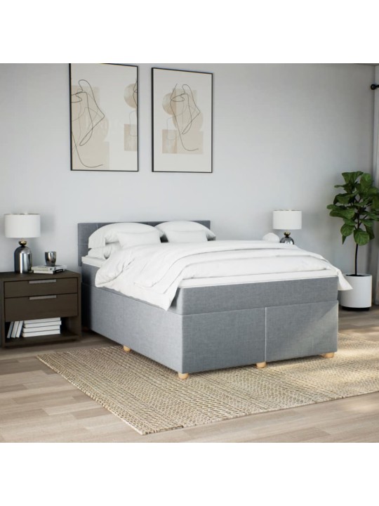 Box spring postel s matrací světle šedá 160 x 200 cm textil