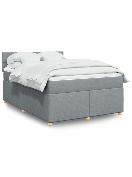 Box spring postel s matrací světle šedá 160 x 200 cm textil