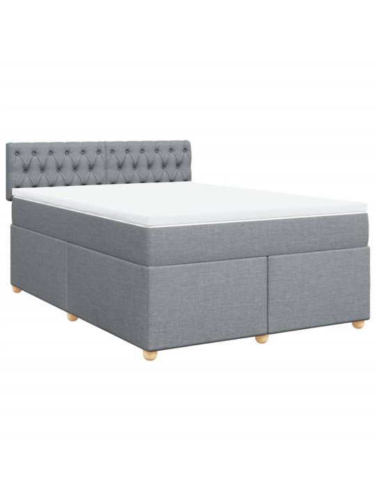 Box spring postel s matrací světle šedá 160 x 200 cm textil