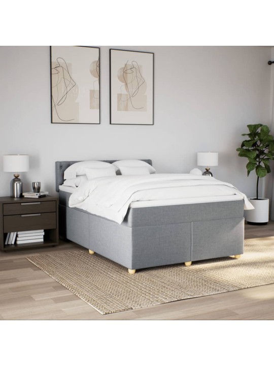 Box spring postel s matrací světle šedá 160 x 200 cm textil