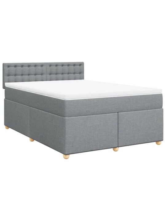 Box spring postel s matrací světle šedá 160 x 200 cm textil