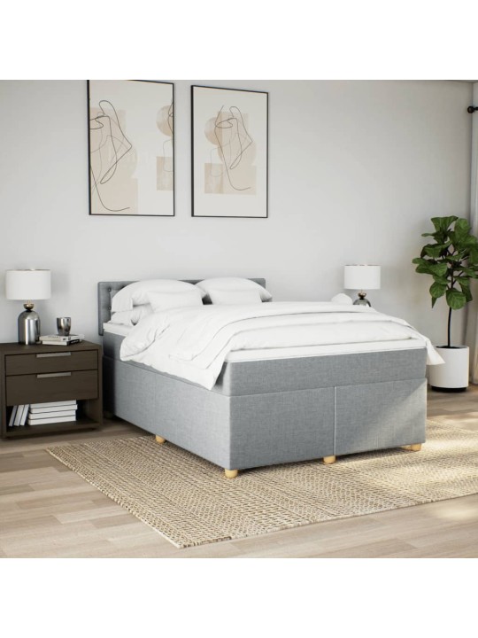 Box spring postel s matrací světle šedá 160 x 200 cm textil